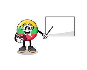 Mascot cartoon of myanmar flag teacher