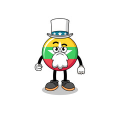 Illustration of myanmar flag cartoon with i want you gesture