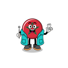 Illustration of morocco flag mascot as a dentist