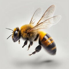 Honey bee isolated on background. Generative AI