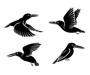 King Fisher Birds Silhouette Set