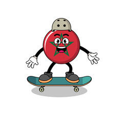 morocco flag mascot playing a skateboard