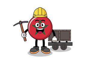 Mascot Illustration of morocco flag miner