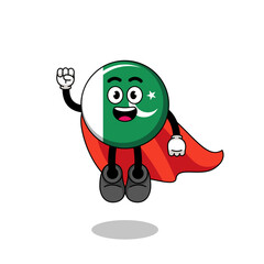 pakistan flag cartoon with flying superhero