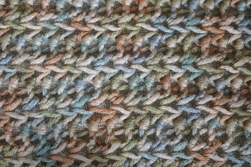 Variagated Green, Blue Tan Crochet Background