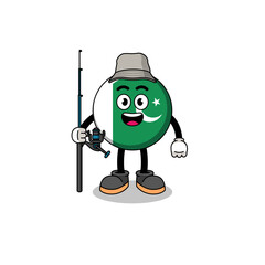 Mascot Illustration of pakistan flag fisherman