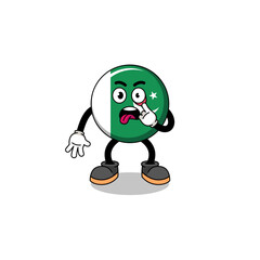 Character Illustration of pakistan flag with tongue sticking out