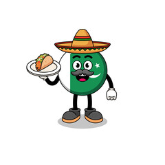 Character cartoon of pakistan flag as a mexican chef