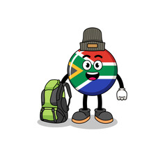 Fototapeta premium Illustration of south africa flag mascot as a hiker