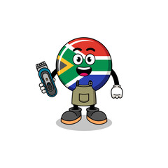 Cartoon Illustration of south africa flag as a barber man