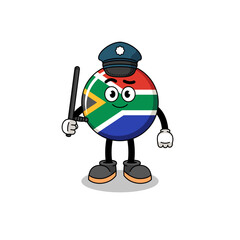 Cartoon Illustration of south africa flag police