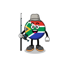 Mascot Illustration of south africa flag fisherman
