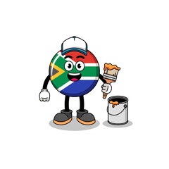 Character mascot of south africa flag as a painter