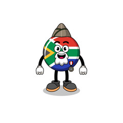Character cartoon of south africa flag as a veteran