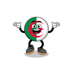 algeria flag cartoon searching with happy gesture