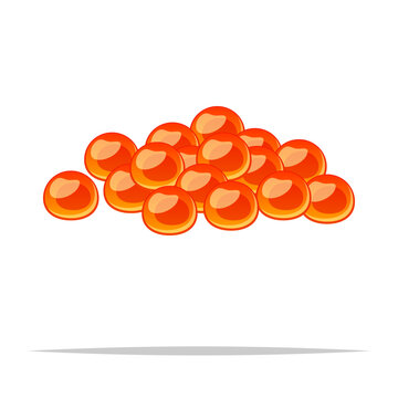 Salmon roe or fish eggs vector isolated illustration