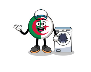 algeria flag illustration as a laundry man