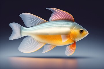 un dessin de profil de poisson orange avec de belles nageoires - generative AI