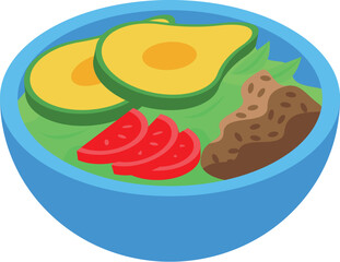 Ayurvedic diet salad icon isometric vector. Food eating. Holistic cooking