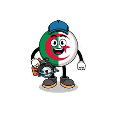 Fototapeta premium Cartoon Illustration of algeria flag as a woodworker