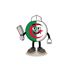 Obraz na płótnie Canvas Mascot of algeria flag as a butcher