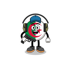 Character mascot of algeria flag doing shooting range