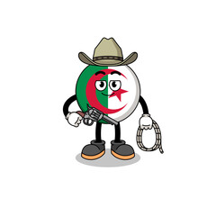 Character mascot of algeria flag as a cowboy