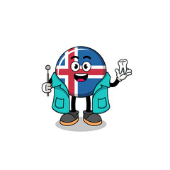 Illustration of iceland flag mascot as a dentist
