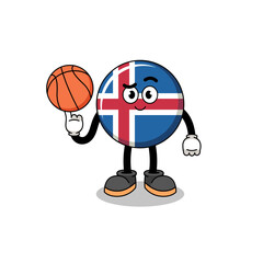iceland flag illustration as a basketball player
