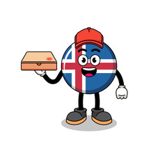 iceland flag illustration as a pizza deliveryman