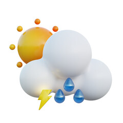 weather heavy drizzle day and lightning 3d illustration
