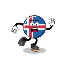 slipping iceland flag mascot illustration