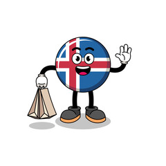 Cartoon of iceland flag shopping