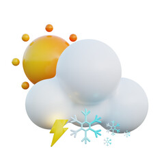  weather snowy day and thunder 3d illustration