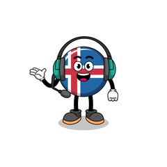 Mascot Illustration of iceland flag as a customer services
