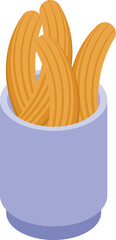 Churros mug icon isometric vector. Spain churro. Food dish