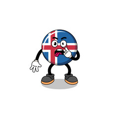 Character Illustration of iceland flag with tongue sticking out