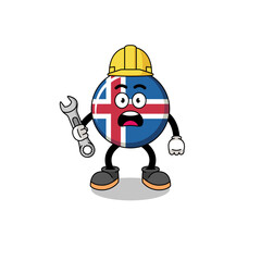 Character Illustration of iceland flag with 404 error