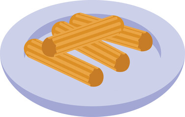 Churro food icon isometric vector. Spain cookie. Cute dish