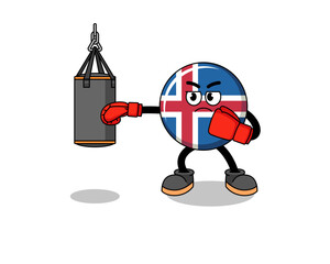 Illustration of iceland flag boxer