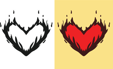 Amazing burning heart vector illustration