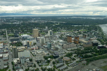 Anchorage, Alaska downtown and buildings with mid town in background