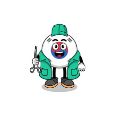 Illustration of south korea flag mascot as a surgeon