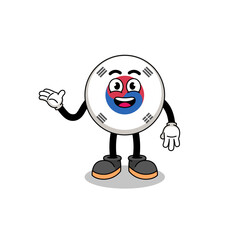 south korea flag cartoon with welcome pose