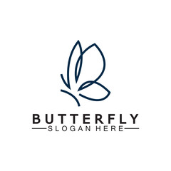 Simple Butterfly monoline logo-Vector illustration
