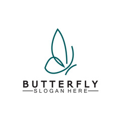Simple Butterfly monoline logo-Vector illustration