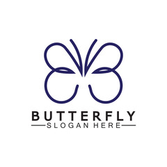 Simple Butterfly monoline logo-Vector illustration