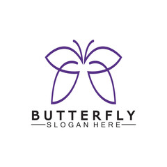 Simple Butterfly monoline logo-Vector illustration