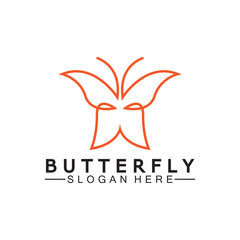 Simple Butterfly monoline logo-Vector illustration