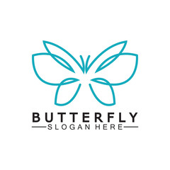 Simple Butterfly monoline logo-Vector illustration